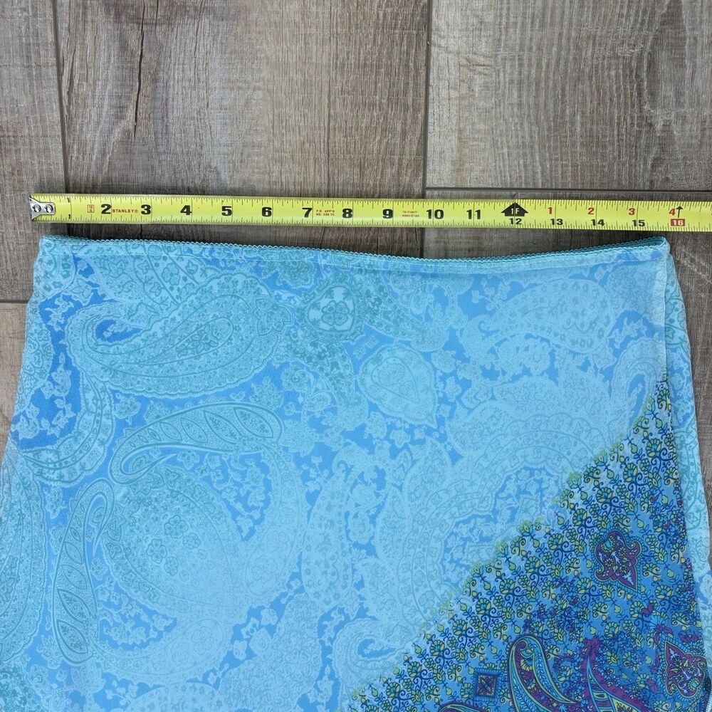 Vtg Y2K Asymmetric Women Fairy Grunge Sheer Skirt Sz L Paisley Blue Artsy Unique - Picture 9 of 11